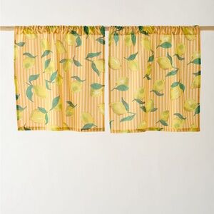 Urban Outfitters UO HOME Lemon Graphic Stripe Curtains BNWT NEW NWT